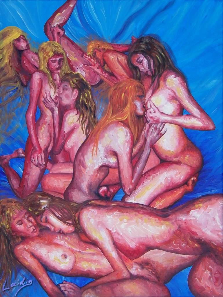 Red Girl Orgy Painting by Aarron Laidig | Saatchi Art