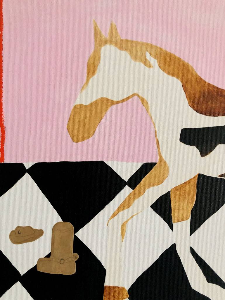 Original Minimalism Horse Painting by Leila Lallali