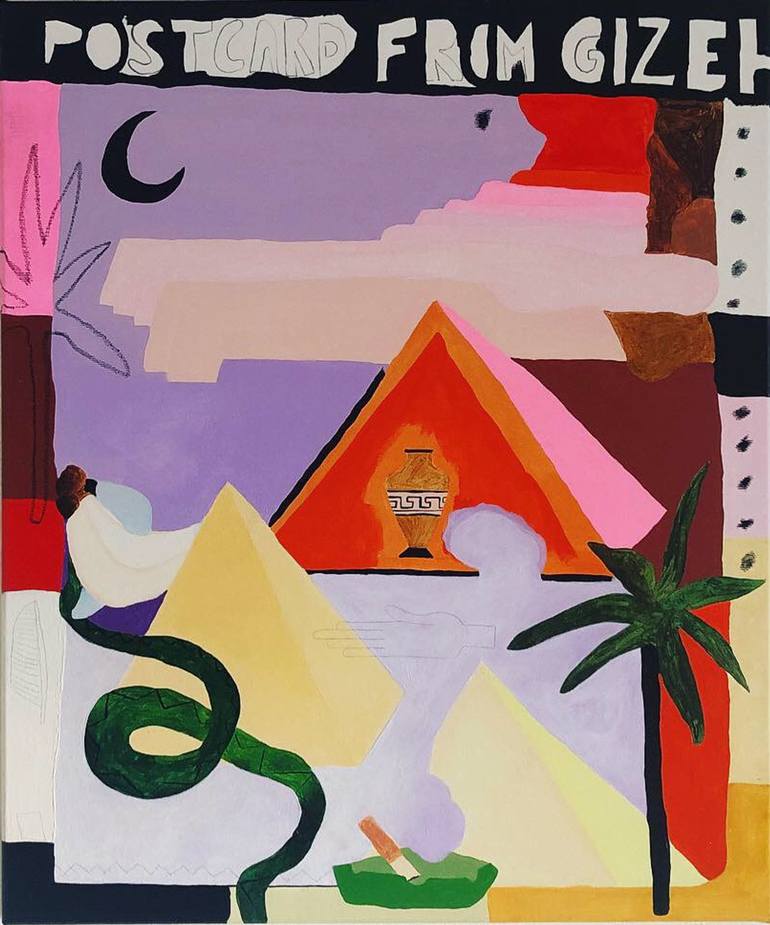 Postcard from Gizeh Painting by Leila Lallali | Saatchi Art Austria