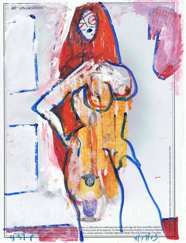 Print of Expressionism Nude Mixed Media by tj owens