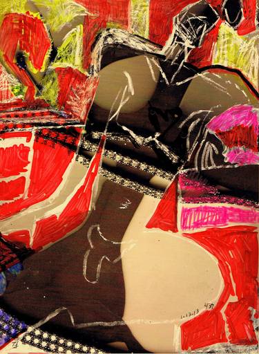 Original Abstract Expressionism Nude Mixed Media by tj owens