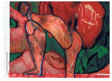 Original Expressionism Nude Mixed Media by tj owens