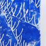 Ink (blue) on 200G white paper. Pattern made with linocut.