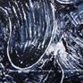 Egg tempera (dark indigo) on paper glue on cardboard (3mm thick).