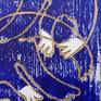 Egg tempera (french ultramarine blue) and gesso on engraved bamboo.