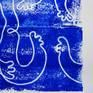 Egg tempera pattern (ultramarine blue) on paper (200g).