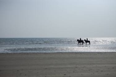 Three Horse Riders on the Beach in Rye (in blue) thumb