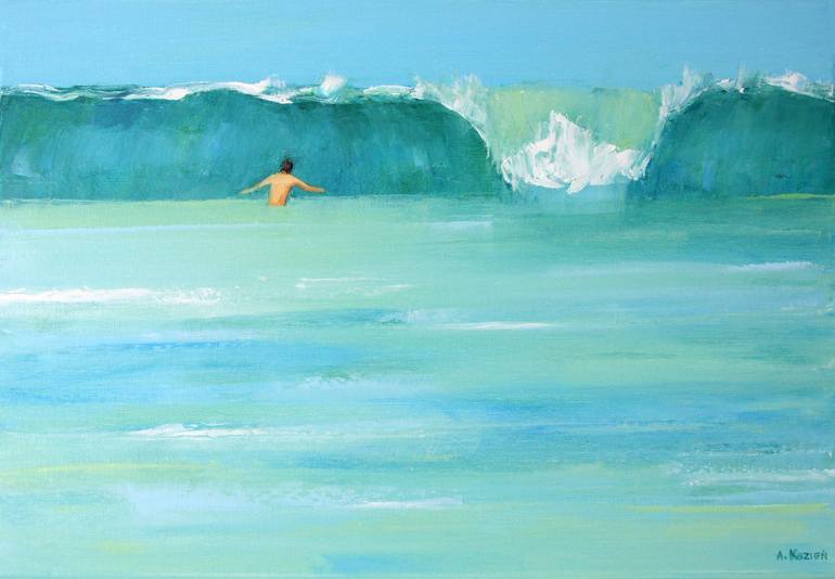 Original Minimalism Beach Painting by Agnieszka Kozień