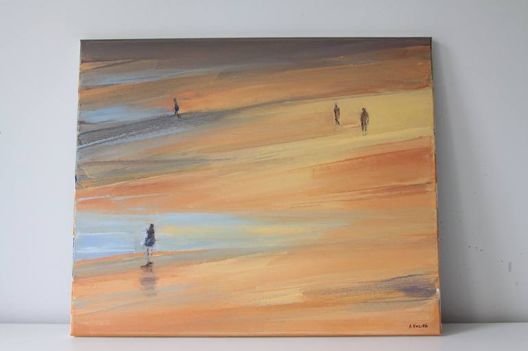 Original Minimalism Beach Painting by Agnieszka Kozień