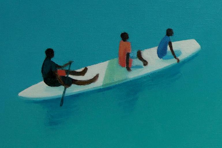 Original Figurative Beach Painting by Agnieszka Kozień