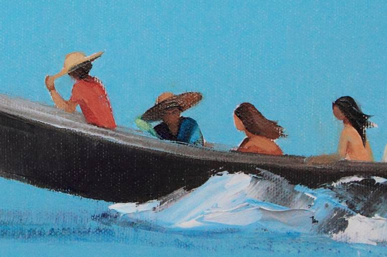 Original Minimalism Boat Painting by Agnieszka Kozień