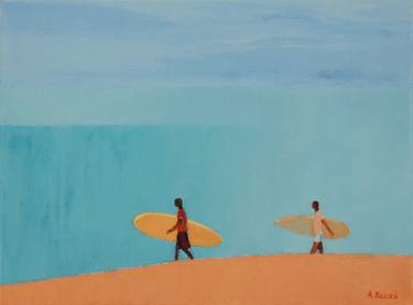 Original Figurative Beach Paintings by Agnieszka Kozień