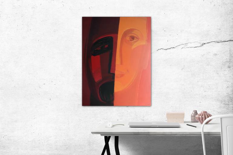 Original Cubism People Painting by Agnieszka Kozień