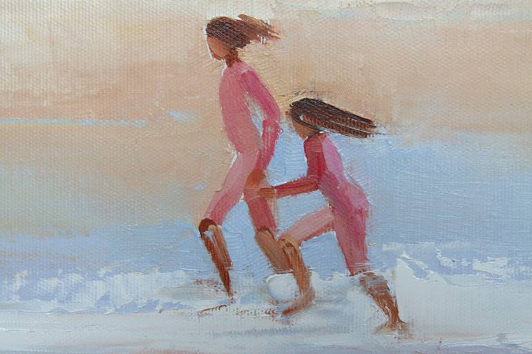 Original Figurative Beach Painting by Agnieszka Kozień
