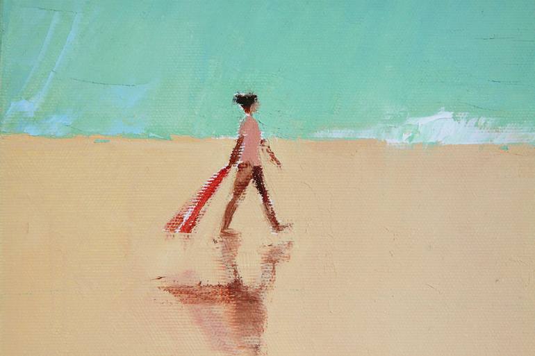 Original Figurative Beach Painting by Agnieszka Kozień