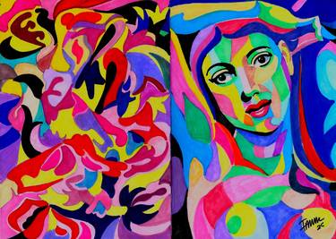 Original Abstract Women Painting by Mahmut Faruk Kutlu