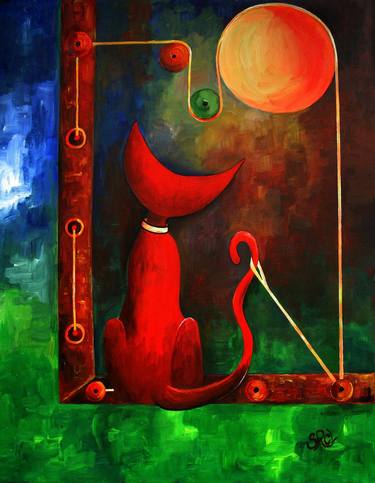 Print of Surrealism Cats Paintings by Silvia Regueira