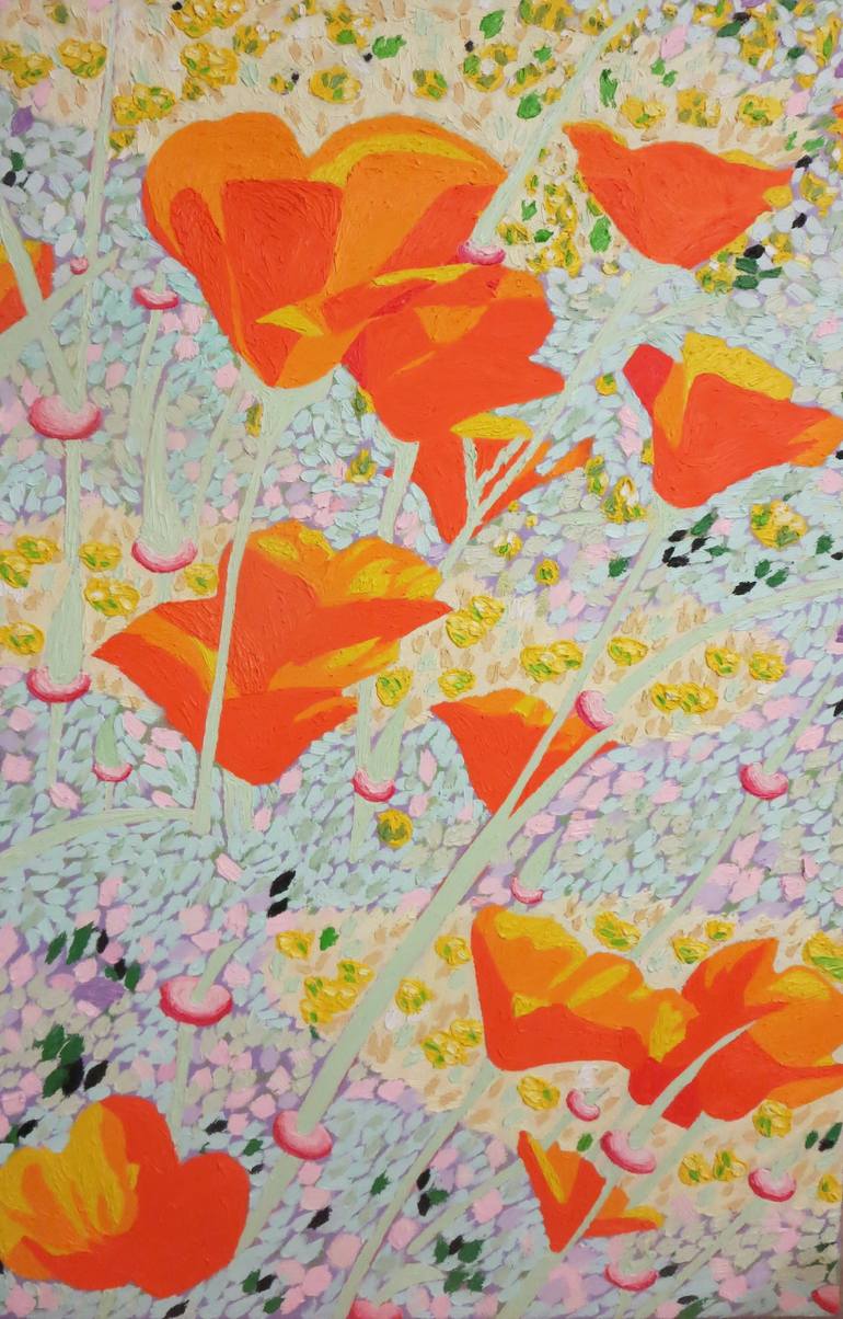 Original Abstract Floral Painting by Robert Lee