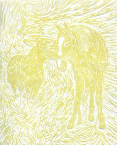 Original Figurative Horse Printmaking by Robert Lee