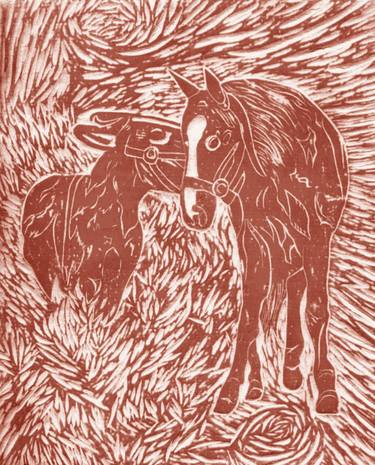 Original Figurative Horse Printmaking by Robert Lee