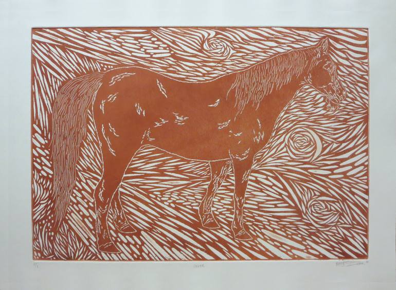 Original Expressionism Horse Printmaking by Robert Lee