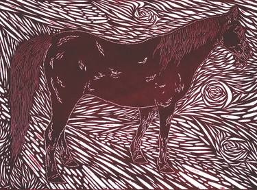 Original Expressionism Horse Printmaking by Robert Lee