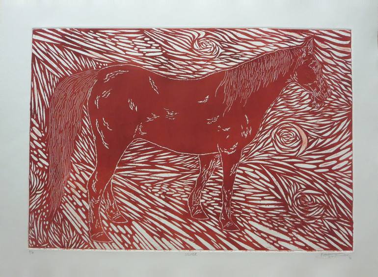 Original Expressionism Horse Printmaking by Robert Lee