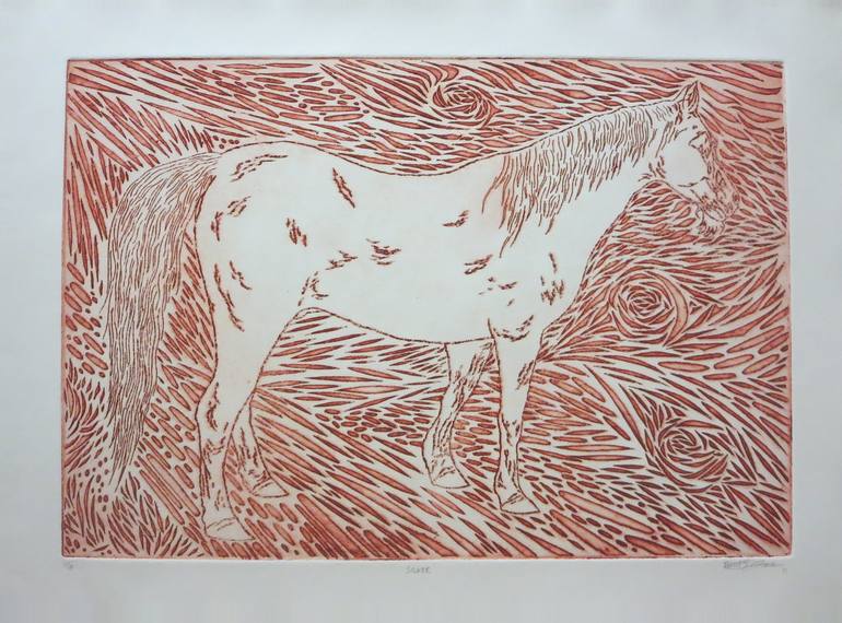 Original Figurative Horse Printmaking by Robert Lee