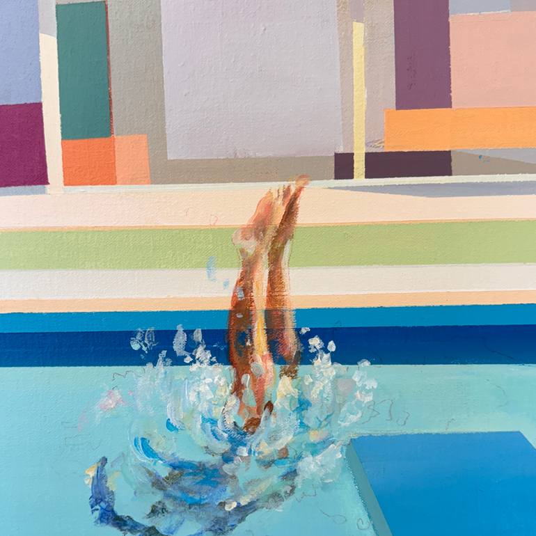 Original Abstract Architecture Painting by Nicoleta Costiuc