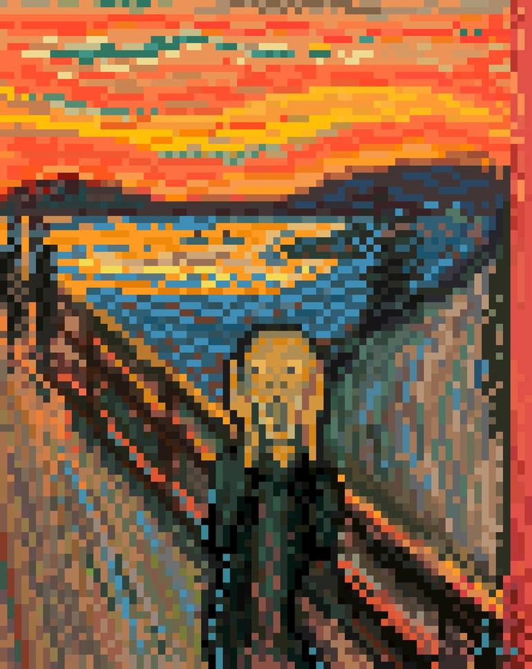 Pixel art 14 famous painting of reinterpretation series Mixed