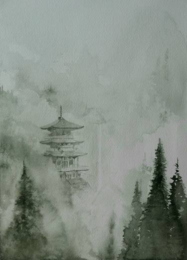 Japanese Temple in the Mist thumb