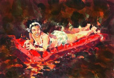 swimmer on a red mattress thumb