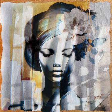 Original Portraiture Women Mixed Media by Anyes Galleani