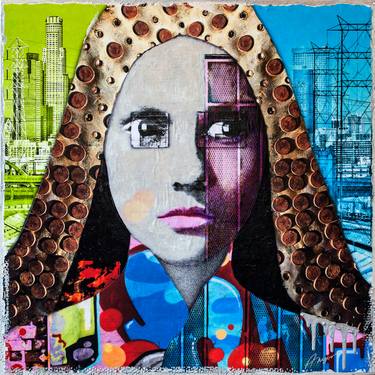Original Street Art Women Mixed Media by Anyes Galleani
