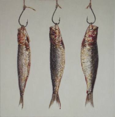Saatchi Art Artist Andy Swani; Painting, “Three Hanging Sardines” #art
