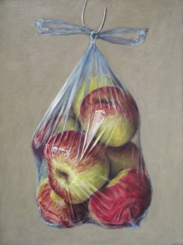Windfall Apples in a Plastic Bag (repainting - not for sale at present) thumb