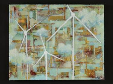 Original Abstract Expressionism Science/Technology Collage by elizabeth lasley