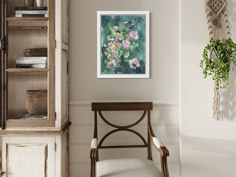 Original Art Deco Floral Painting by Shizico Yi