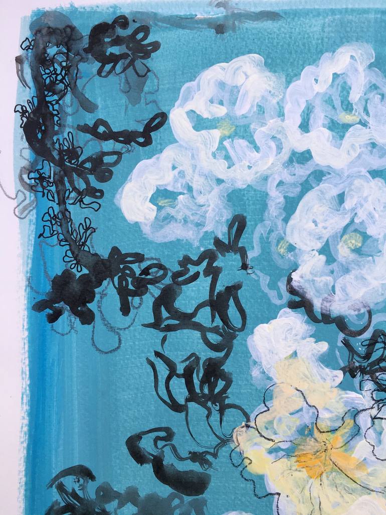 Original Art Deco Floral Painting by Shizico Yi