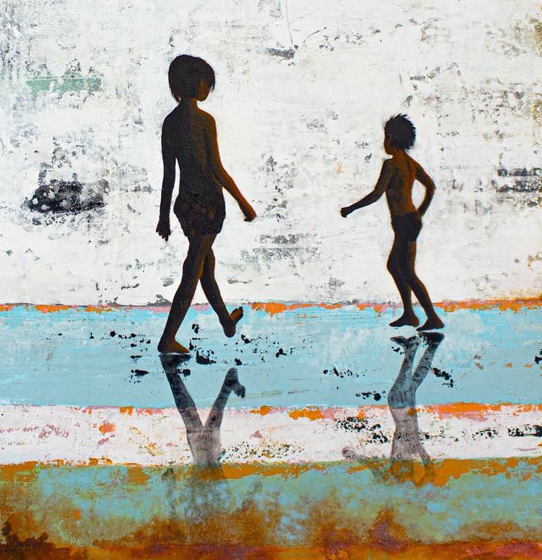 Original Abstract Seascape Mixed Media by Db Waterman