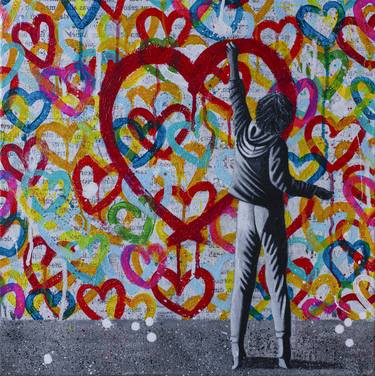 Original Street Art Love Mixed Media by db Waterman