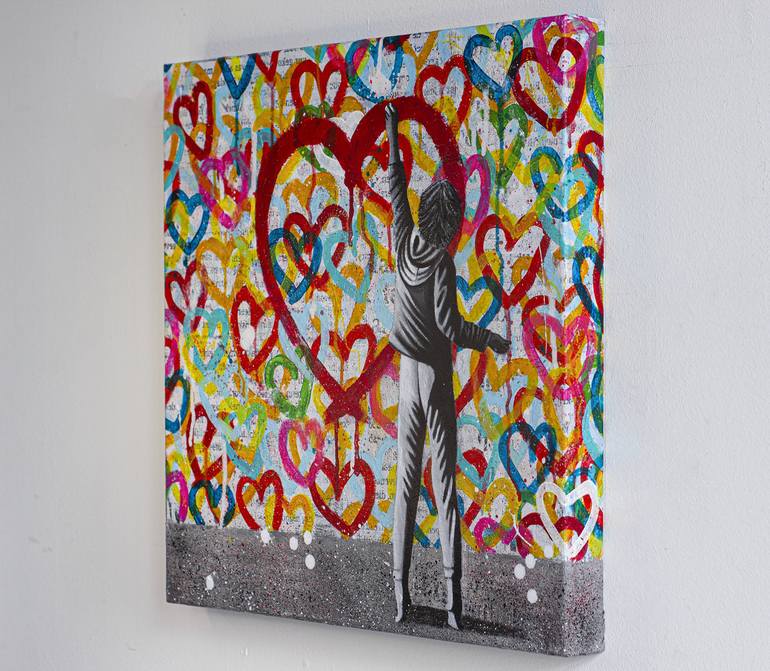 Original Street Art Love Mixed Media by db Waterman