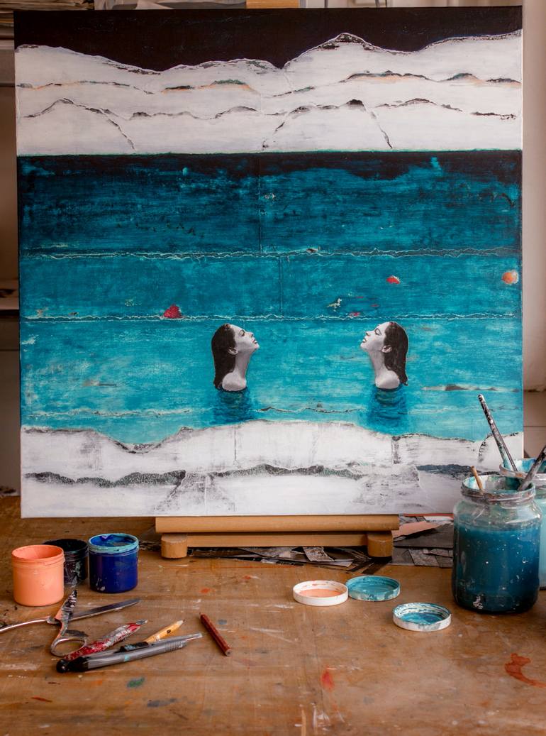 Original Expressionism Landscape Collage by Db Waterman