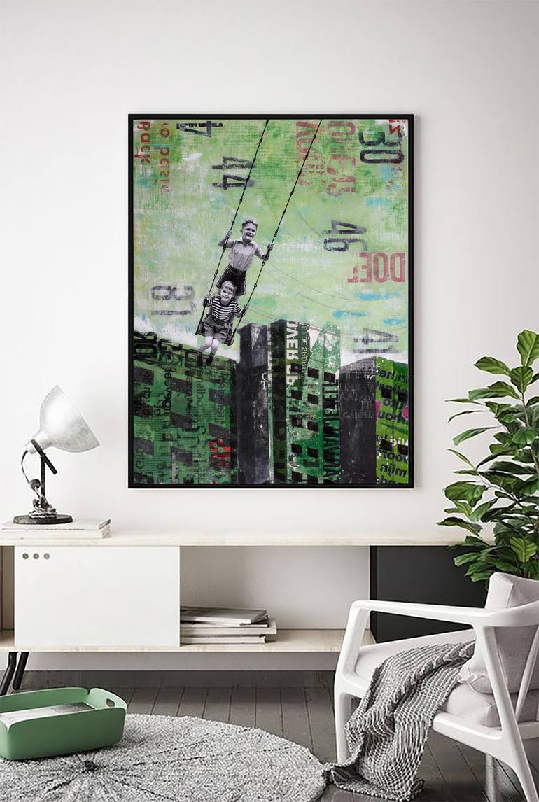 Original Expressionism Cities Collage by db Waterman
