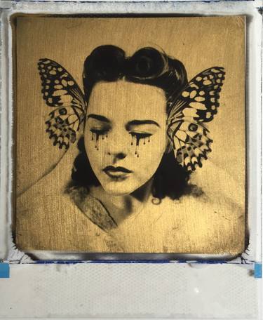 Butterfly collector 24ct gold leaf Polaroid collage - Edition of 50 thumb