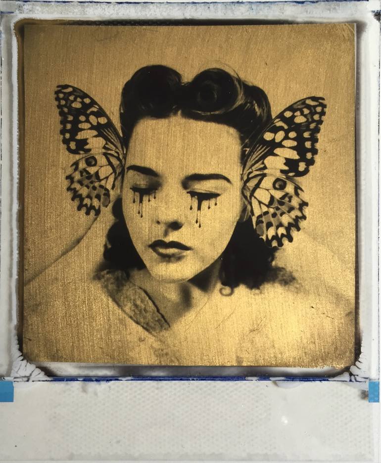 Butterfly collector 24ct gold leaf Polaroid collage - Edition of 50