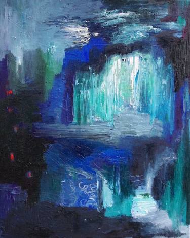 Abstract Art, Oil Painting, Original abstract oil painting by Romany Steele, 20 x 16, Ice Cave Infinity thumb