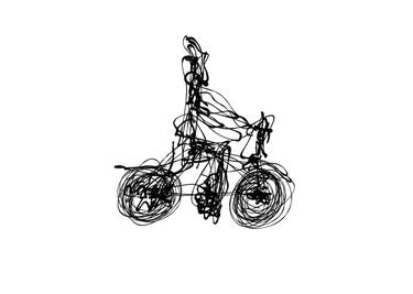 Original Figurative Bicycle Drawings by Philippe Monfouga