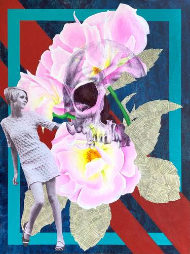 Original Fine Art Floral Collage by Mike Ferrari