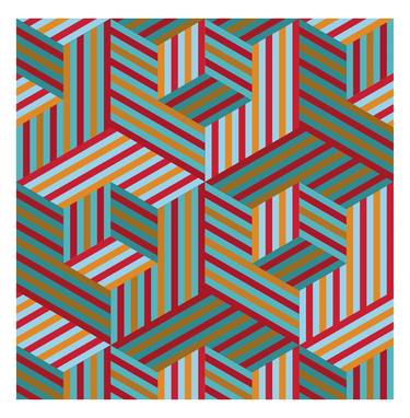 Red green and gold striped cubes thumb